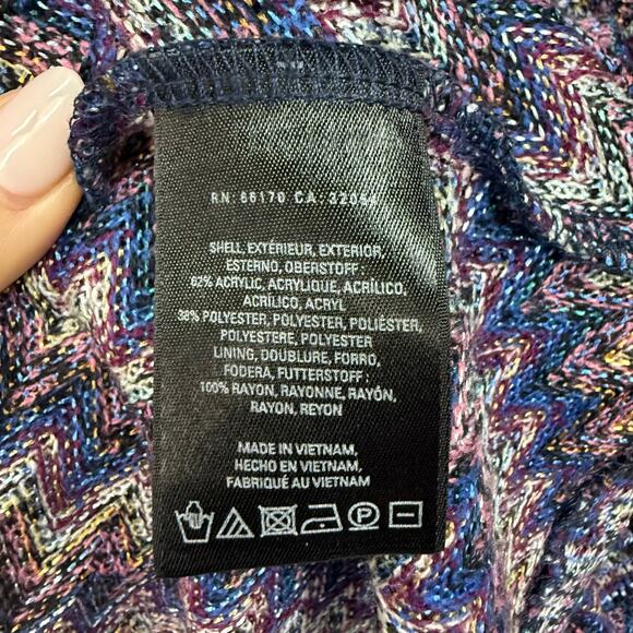 Anthropologie Maeve Chevron Purple V-Neck Drop Waist Knee Length Dress Large - Picture 7 of 7
